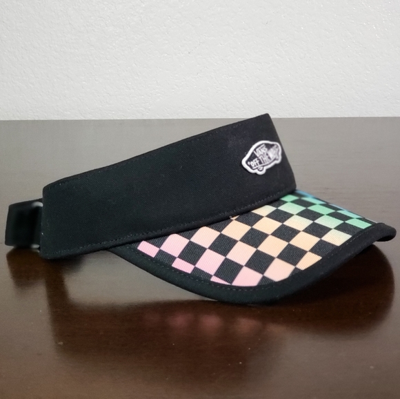 Vans Color Checkerboard Black Unisex Visor Hat Cap - Picture 3 of 8